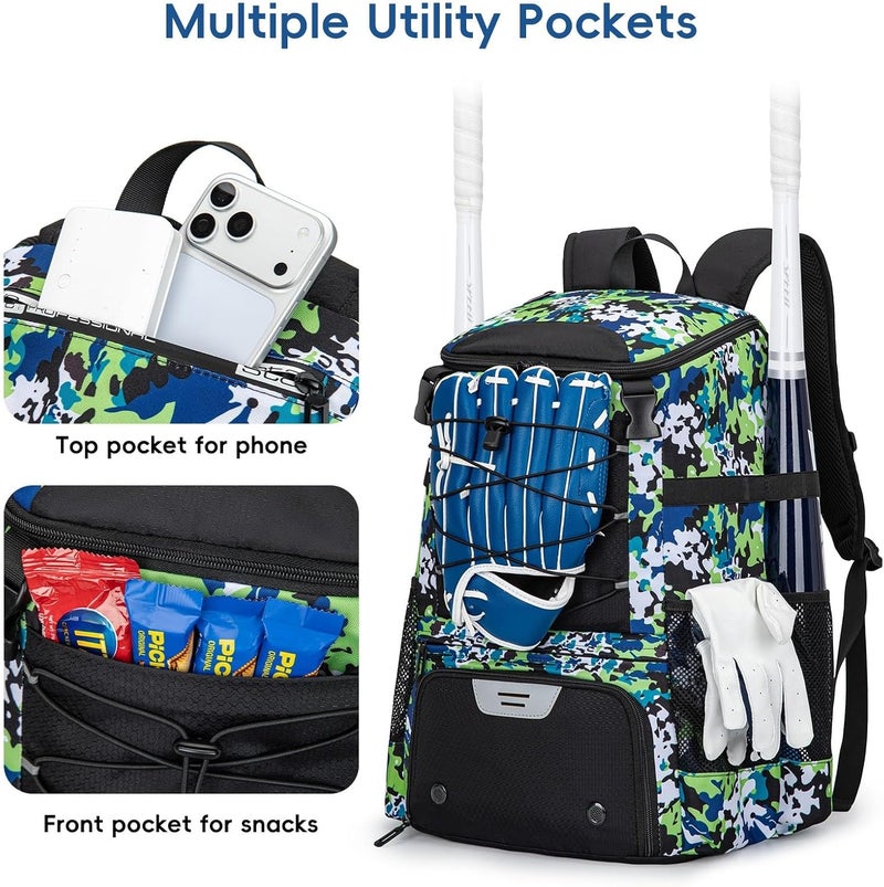 KAVIGOR Baseball Bag for Youth and Adult, Softball Backpack 40L Large Capacity, Bat Backpack with Shoes Compartment and Hidden Helmet Holder - Image 4